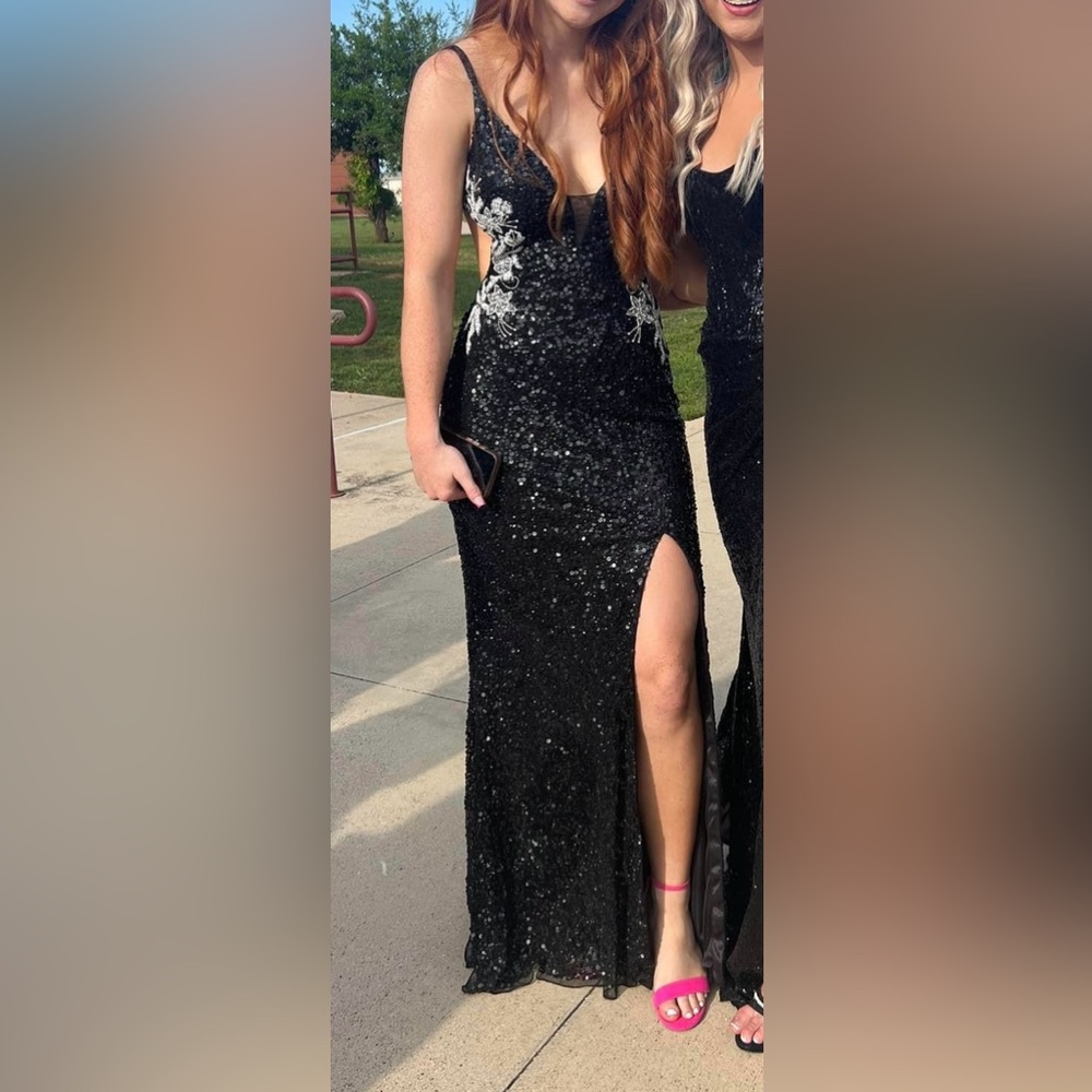 Sequined Black Prom Dress